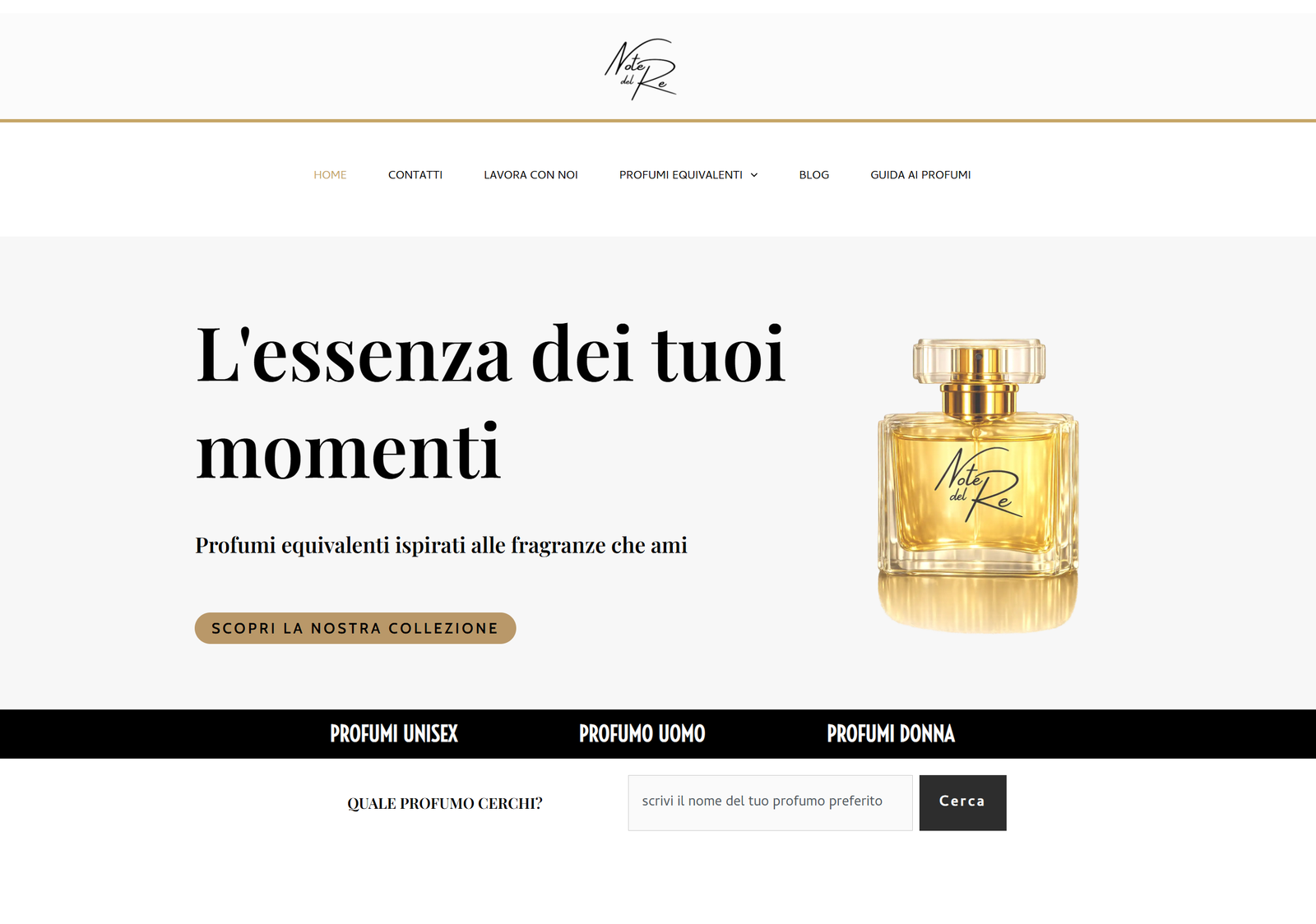 Note del Re, e-commerce di profumi equivalenti